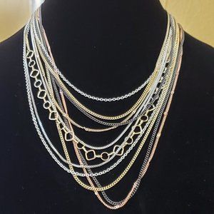 Multistrand Delicate Chain Tri-Color Necklace 1003